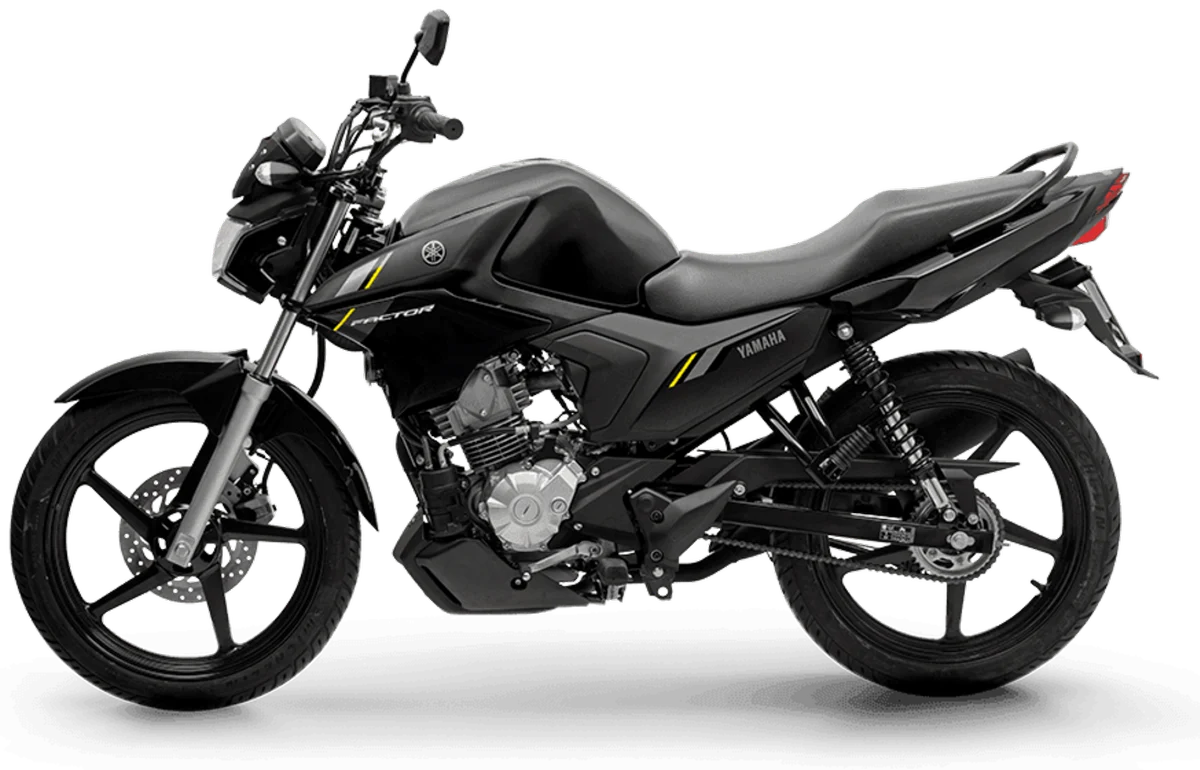 Yamaha Factor 150 preta, vista de lado